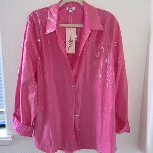 Bubblegum Pink Sequin Blouse - Oversized